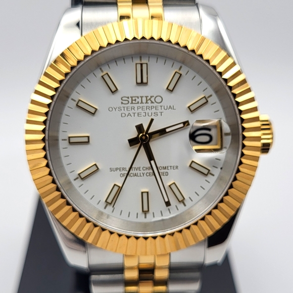 New Seiko Mod 36mm Automatic Watch White Dial DJ - Picture 1 of 8